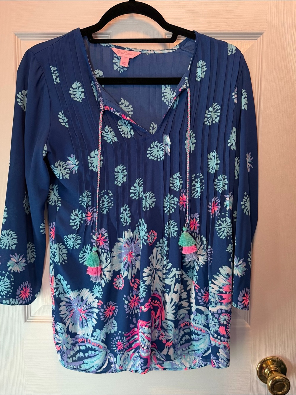 Lilly Pulitzer Marilina Tunic Top Gypsea Girl Deep Indigo